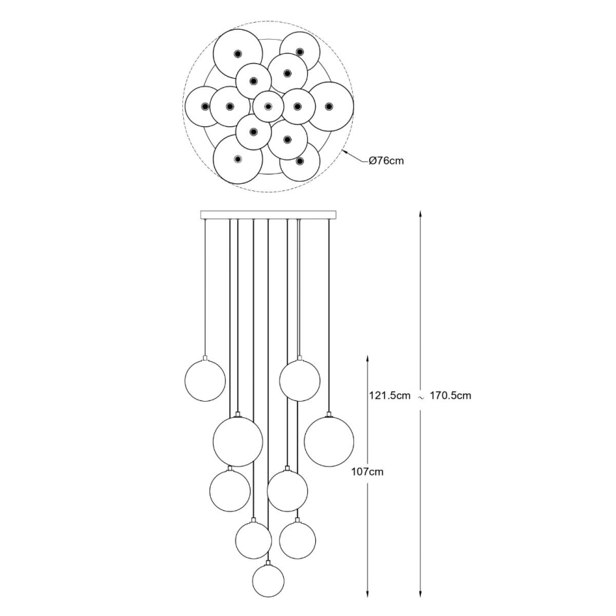 Zuma Line - Pakaramā lustra uz kabeļa 13xG9/2W/230V zeltaina