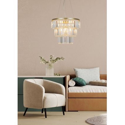Zuma Line - Kristāla lustra ar auklu 4xE14/40W/230V zelta