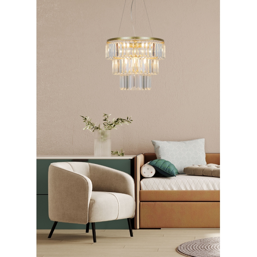 Zuma Line - Kristāla lustra ar auklu 4xE14/40W/230V zelta