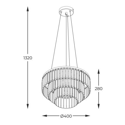 Zuma Line - Kristāla lustra ar auklu 4xE14/40W/230V melna