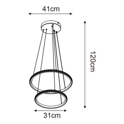 Zuma Line - LED Lustra ar auklu RIDE LED/22W/230V + LED/14W d. 41 cm melna