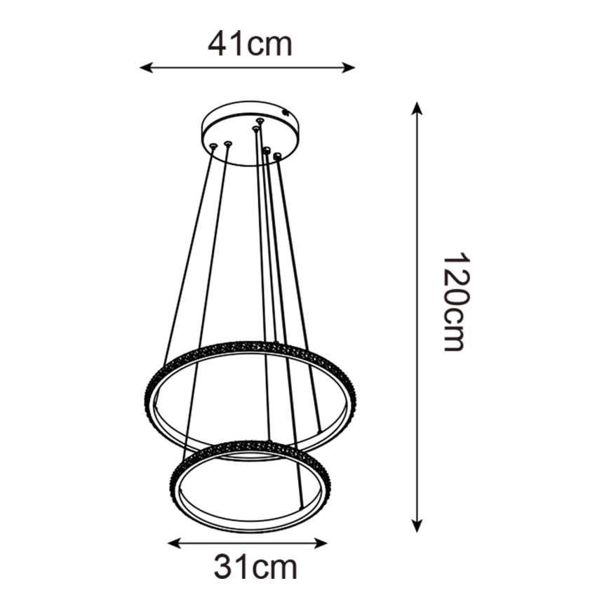Zuma Line - LED Lustra ar auklu RIDE LED/22W/230V + LED/14W d. 41 cm melna
