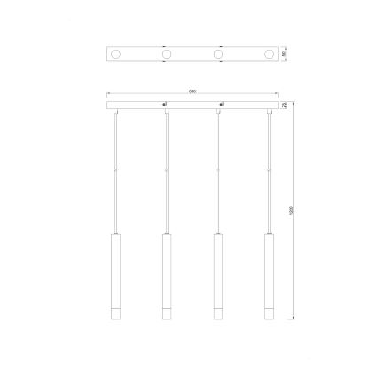 Zuma Line - lustra uz troses 4xG9/5W/230V, zelta krāsā