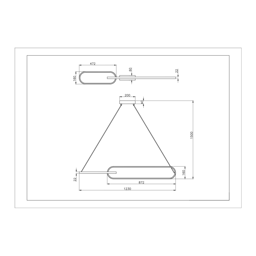 Zuma Line - LED lustra uz troses 2xLED/40W/230V melna/zelta
