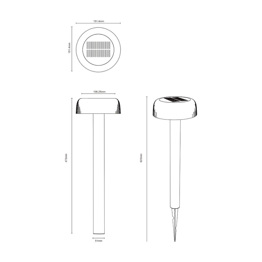 Zuma Line - LED Saules enerģijas lampa LED/2,5W/2000 mAh IP44 melna
