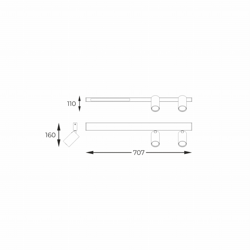Zuma Line - LED Sienas starmetis 2xGU10/5W/230V + LED/8W melna