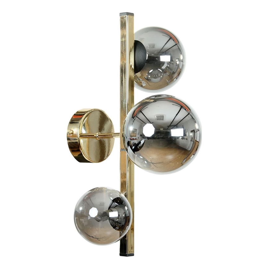 Zuma Line - Sienas gaismeklis 3xG9/8W/230V zelta/dūmakaina melna