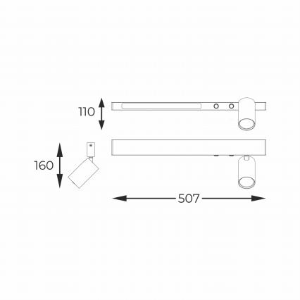 Zuma Line - LED Sienas starmetis 1xGU10/5W/230V + LED/8W melna