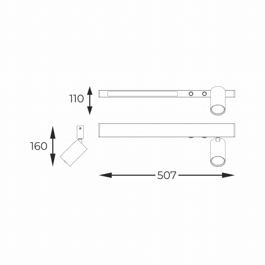 Zuma Line - LED Sienas starmetis 1xGU10/5W/230V + LED/8W melna