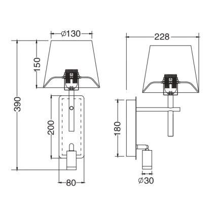 Zuma Line - LED sienas lampa 1xE27/40W/230V + LED/2,5W matēts hroms/balts