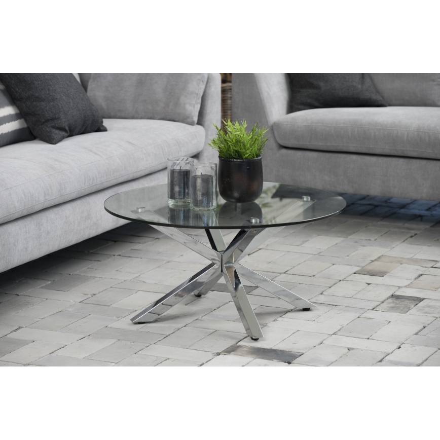 Žurnālgaldiņš LUCA 82 cm caurspīdīgs/sudraba