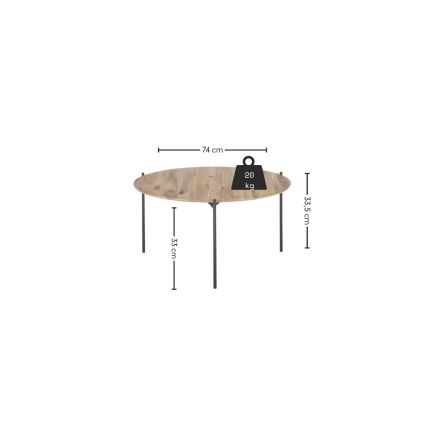 Žurnālgalds AURA Ø 74 cm, ozols/antracīts