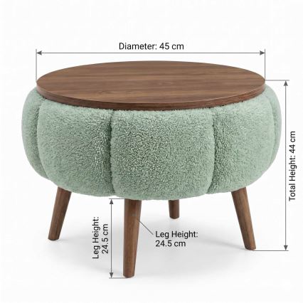 Žurnālgalds FELPO Ø 45 cm zaļš/valrieksts