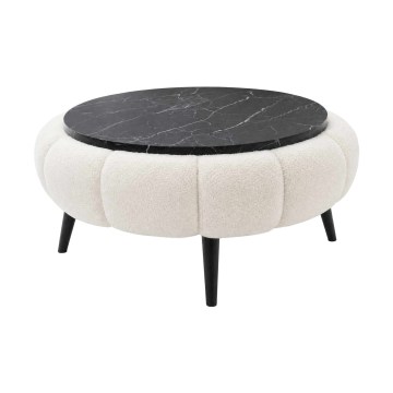 Žurnālgalds FELPO Ø 60 cm melns/balts/marmora dekors