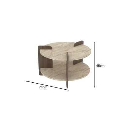 Žurnālgalds PURO Ø 70 cm, bēšs/rieksts