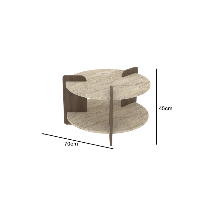 Žurnālgalds PURO Ø 70 cm, bēšs/rieksts