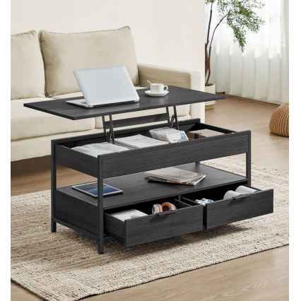 Žurnālu galdiņš ar paceļamu virsmu NYRO, melns