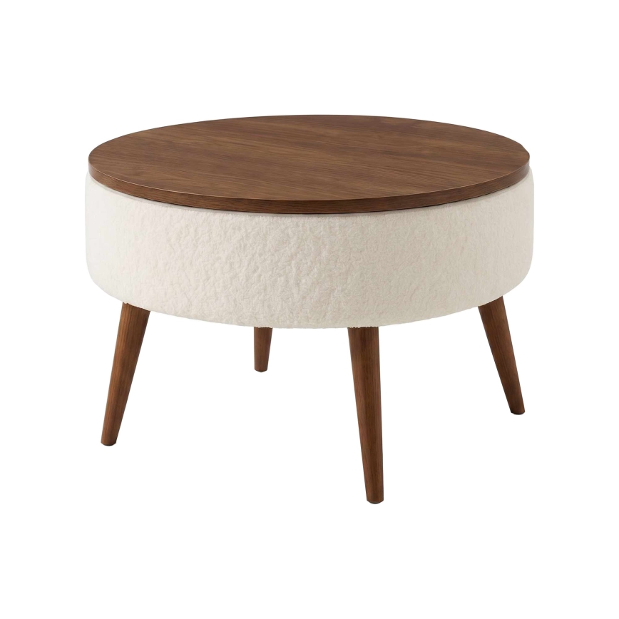 Žurnālu galds FELPO Ø 60 cm balts/valrieksts