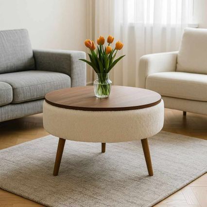 Žurnālu galds FELPO Ø 60 cm balts/valrieksts