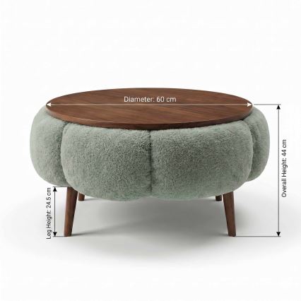 Žurnālu galds FELPO Ø 60 cm zaļš/valrieksts